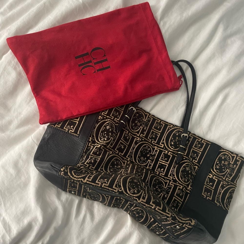Carolina Herrera black and gold special edition tote bag
